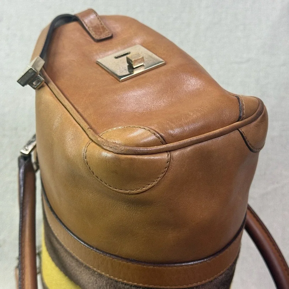 Vintage‎ Gucci Sherry Line Leather Boston Bag Tan Brown